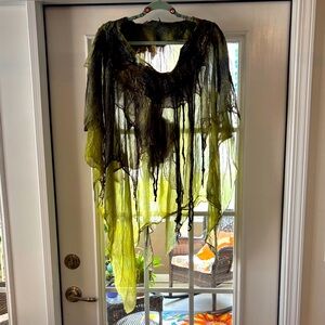 Sheer Green and Black chiffon  and hand felted Layered Top